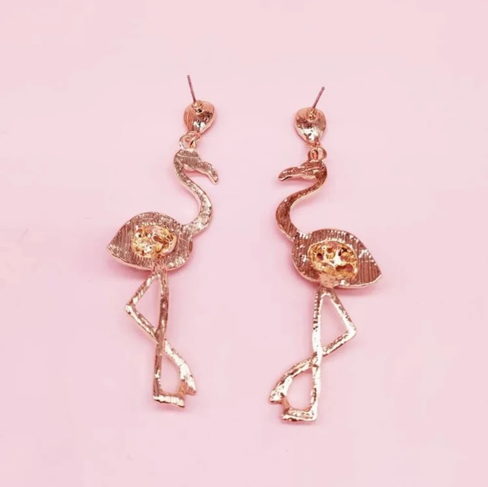 "Optera" Rhinestone Flamingo Pink Earrings - Picture 3 of 4